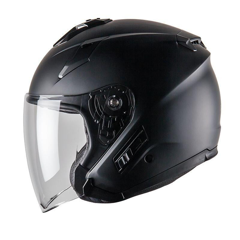 Casque jet Dexter Soddy noir conçu pour la conduite urbaine, alliant légèreté, confort et protection homologuée ECE 22.06.