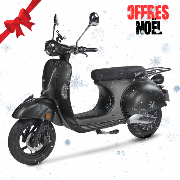 Scooter électrique Pink Style noir 125cc vue de coté en promotion noel