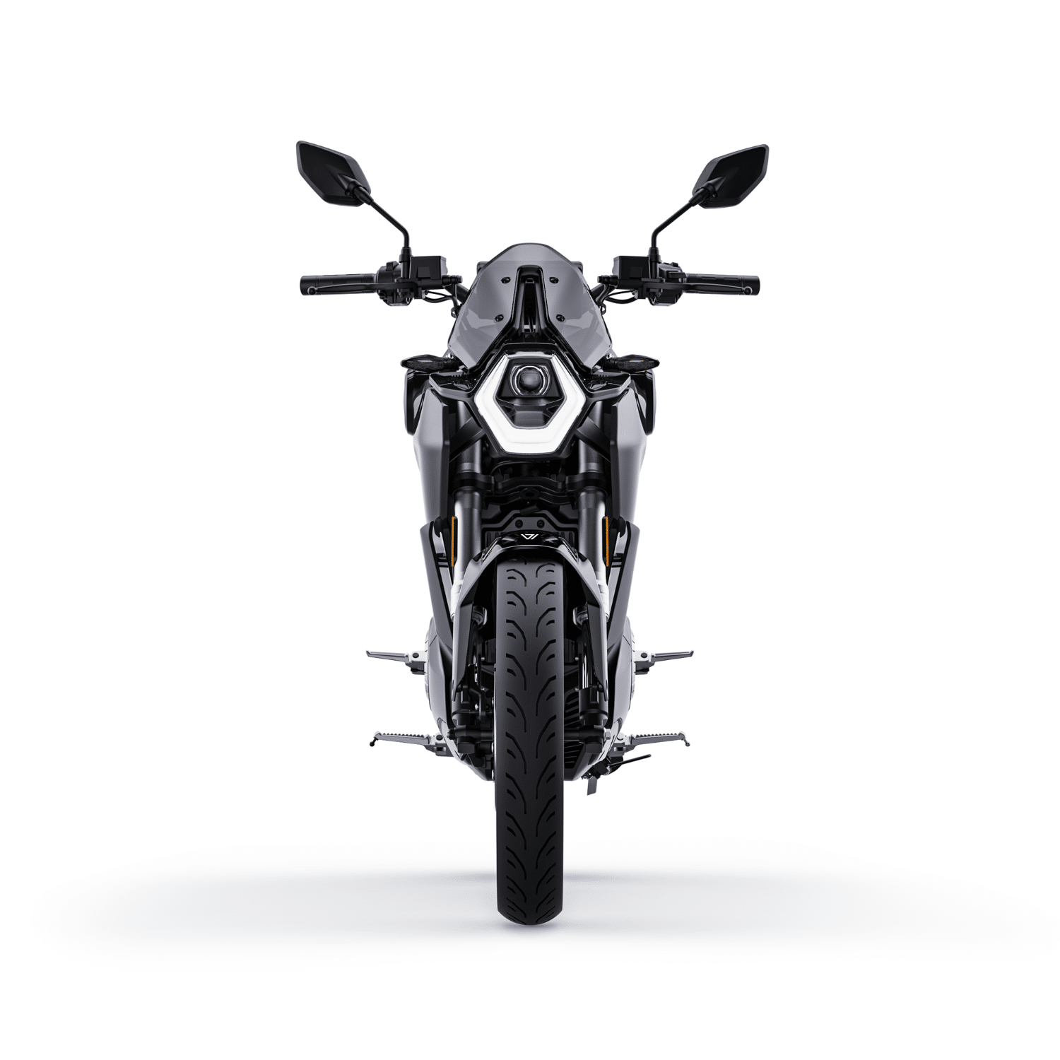 Moto électrique Vmoto Stash noire 125 cm³ vue de face, modèle haut de gamme pour trajet urbain et périurbain à Lille