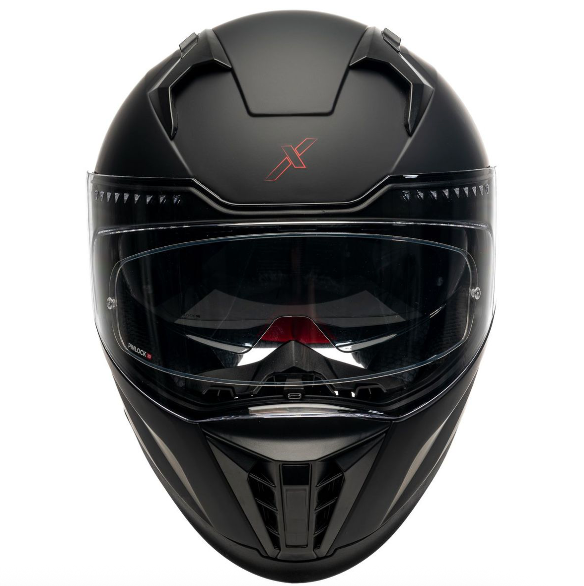 Vue avant du casque intégral Dexter Eros offrant un large champ de vision et un design affirmé.