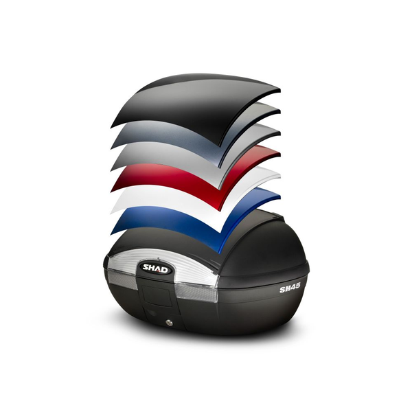 Couvercles SHAD compatibles avec le top case SH45, parfaits pour personnaliser le style de son scooter électrique. Disponibles chez Lyliz Lille.