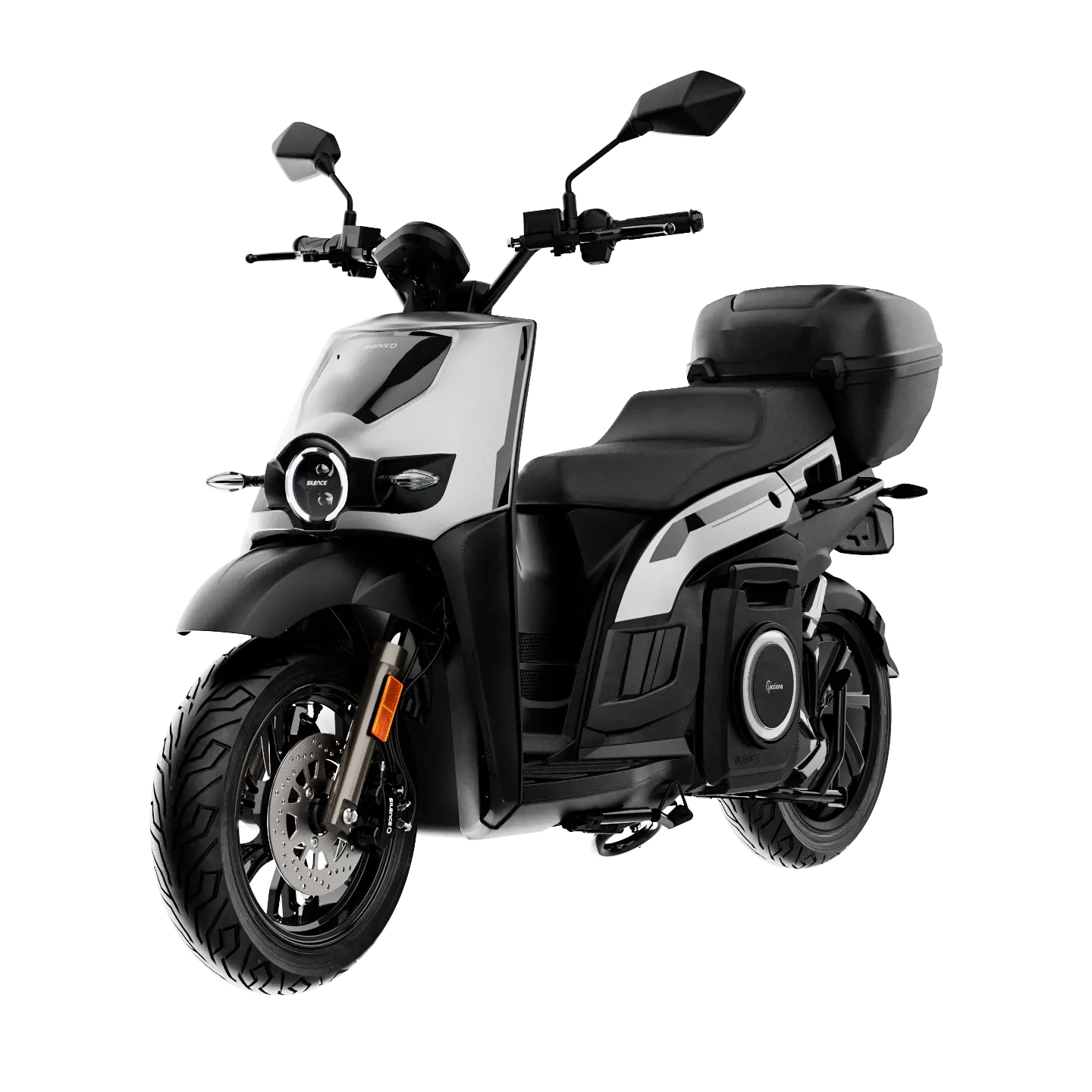 Scooter électrique Silence S02 L1E gris 50 cm³, modèle urbain maniable présenté dans une fiche produit avec description et photos, idéal pour trajets quotidiens